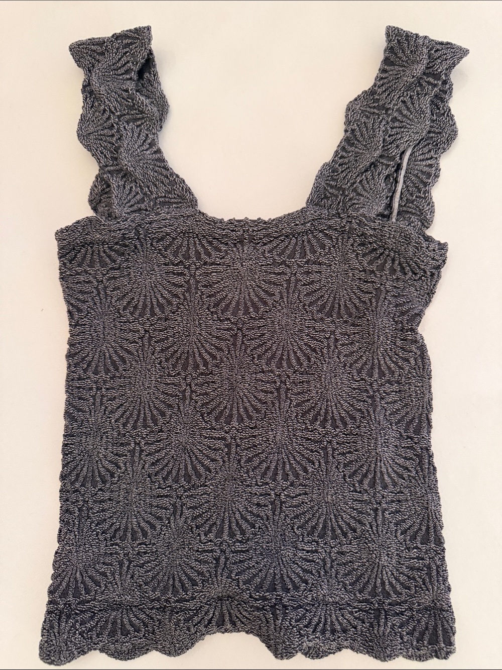 Free People Love Letter Charcoal Textured Knit Tank Top